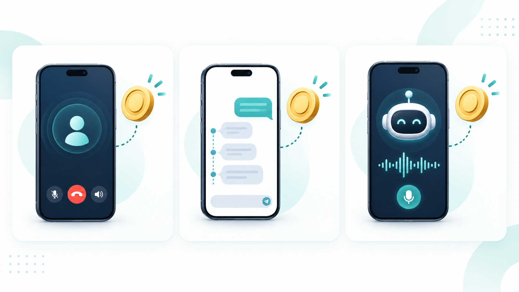 Illustration of calls, SMS and AI services using NovaCoins