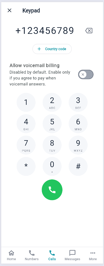 NovaCall messages screen